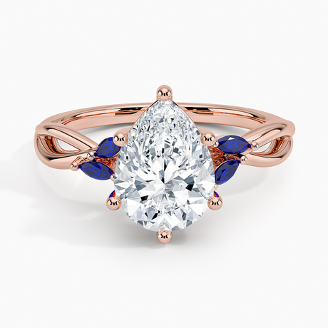 14K Rose Gold Willow Ring With Sapphire Accents