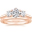 14K Rose Gold Three Stone Catalina Diamond Ring (1/2 ct. tw.) with Petite Comfort Fit Wedding Ring