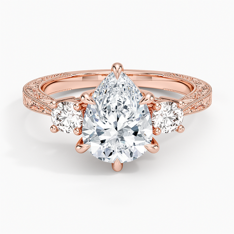 14K Rose Gold Elsie Three Stone Engraved Diamond Ring (1/3 ct. tw.)