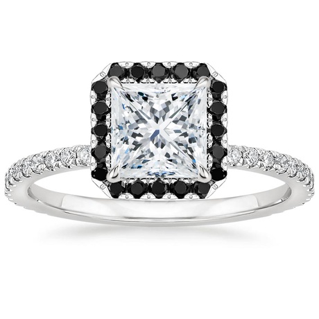 18K White Gold Waverly Diamond Ring with Black Diamond Accents with Luxe Ballad Diamond Ring