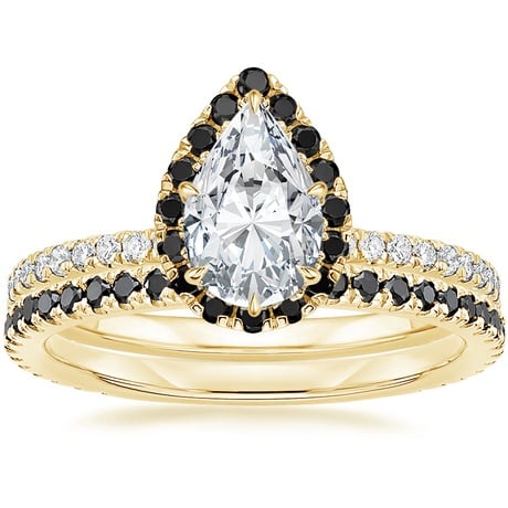 18K Yellow Gold Waverly Diamond Ring with Black Diamond Accents with Luxe Ballad Black Diamond Ring