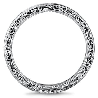 Custom Hand Engraved Emerald Band