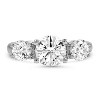 Custom Domed Band Three Stone Diamond Ring