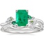 18K White Gold Arden Diamond Ring with Lab Emerald Accents with Winding Willow Diamond Ring