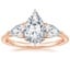 14K Rose Gold Luxe Opera Three Stone Diamond Ring, smalltop view