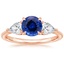 14K Rose Gold Luxe Opera Three Stone Diamond Ring, smalltop view