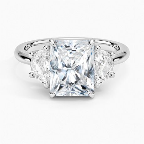 Half Moon Three Stone Diamond Ring