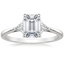 18K White Gold Trillion Cut Three Stone Diamond Ring, smalltop view