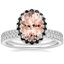 18KW Morganite Waverly Diamond Ring with Black Diamond Accents with Luxe Ballad Diamond Ring, smalltop view
