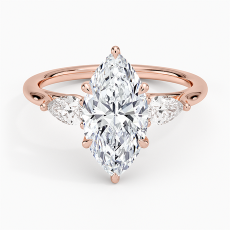 14K Rose Gold Luxe Delilah Three Stone Pear Diamond Ring