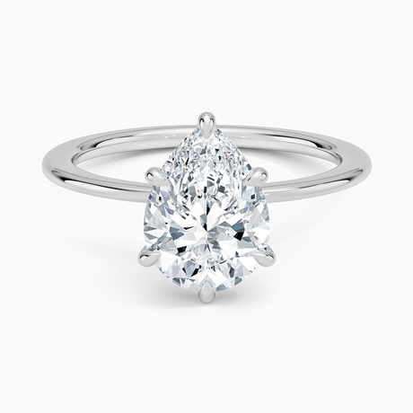18K White Gold Petite Secret Halo Diamond Ring
