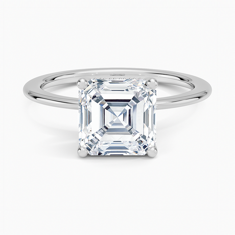 18K White Gold Aimee Solitaire Diamond Ring with Hidden Halo
