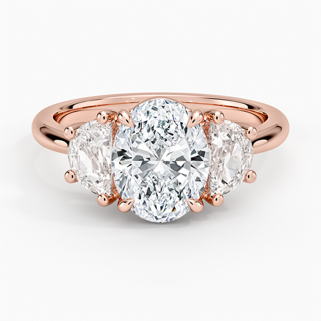 14K Rose Gold Half Moon Three Stone Diamond Ring (1/2 ct. tw.)