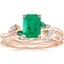 14K Rose Gold Arden Diamond Ring with Lab Emerald Accents with Winding Willow Diamond Ring