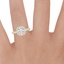 18K Yellow Gold Estelle Halo Diamond Ring (3/4 ct. tw.), smallzoomed in top view on a hand