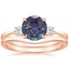 14K Rose Gold Selene Diamond Ring (1/10 ct. tw.) with Petite Curved Wedding Ring