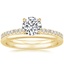 18K Yellow Gold Arctica Diamond Ring with Petite Comfort Fit Wedding Ring