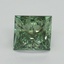 0.91 Ct. Fancy Vivid Green Princess Lab Grown Diamond