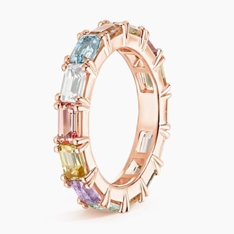 Pastel Emerald-Cut Multi Colored Gemstone Ring