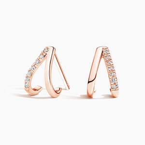 14K Rose Gold Zuri Diamond Huggie Earrings