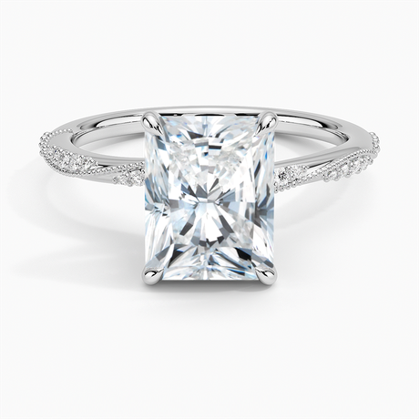 18K White Gold Camellia Hidden Accent 1.5mm Diamond Ring