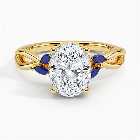 18K Yellow Gold Willow Ring With Sapphire Accents