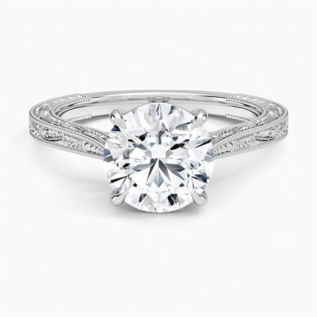 Platinum Elsie Engraved Ring