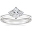 18K White Gold Tallula Three Stone Diamond Ring with Petite Curved Wedding Ring