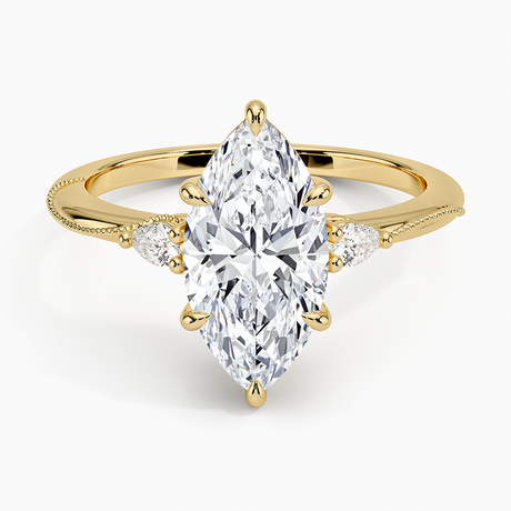 Camellia Three Stone Pear Diamond Ring