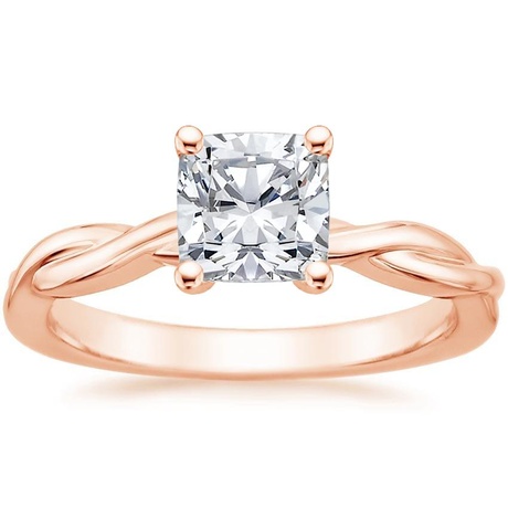 14K Rose Gold Twisted Vine Ring with Petite Twisted Vine Diamond Ring (1/8 ct. tw.)