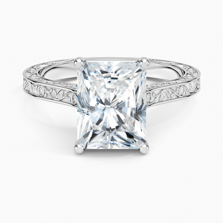 Platinum Grove Perfect Fit Engraved Diamond Ring (1/10 ct. tw.)