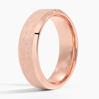 Apollo Beveled Edge Sapphire 6.5mm Wedding Ring in 14K Rose Gold