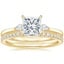18K Yellow Gold Perfect Fit Three Stone Pear Diamond Ring with Luxe Ballad Diamond Ring