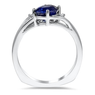 Custom Oval-shaped Sapphire Split Shank Ring with Diamond Accents