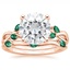 14KR Moissanite Willow Bridal Set With Lab Emerald Accents, smalltop view