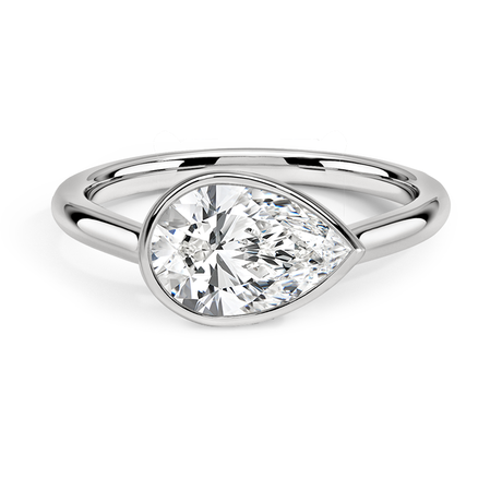 18K White Gold Luna East-West Bezel Solitaire Ring