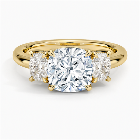 Faye Elongated Cushion Three Stone Diamond Ring