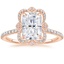 14K Rose Gold Reina Halo Diamond Ring, smalltop view