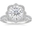 18KW Moissanite Reina Diamond Ring with Versailles Diamond Ring (3/8 ct. tw.), smalltop view
