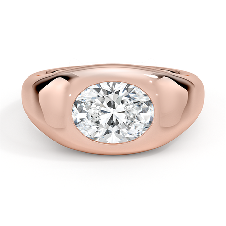 14K Rose Gold Sloane Flush Set Solitaire Dome Ring