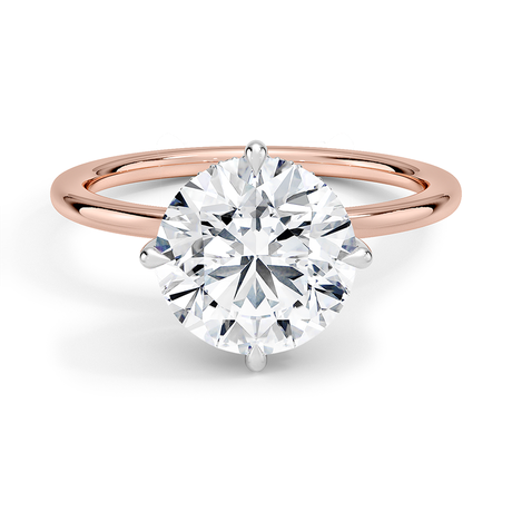 14K Rose Gold Adorned Mixed Metal Compass Prong Diamond Ring