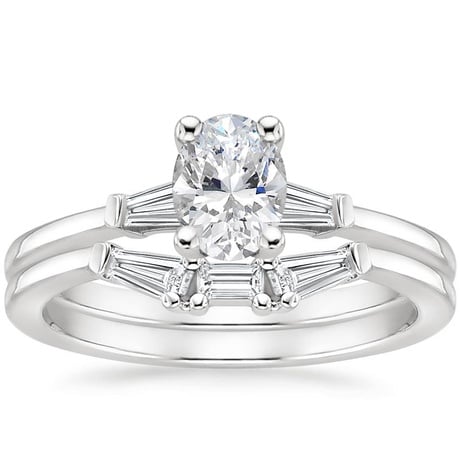 18K White Gold Tapered Baguette Diamond Bridal Set