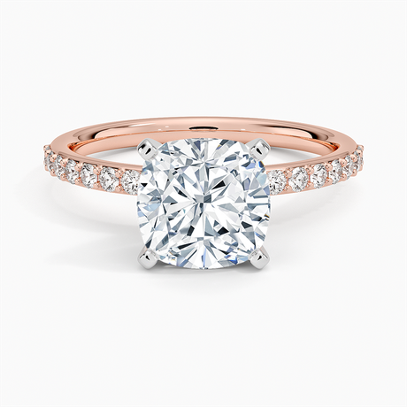 14K Rose Gold Petite Shared Prong Half Coverage Diamond Ring