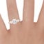 14K Rose Gold Luxe Opera Three Stone Diamond Ring, smallzoomed in top view on a hand
