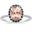 18K White Gold Waverly Halo Diamond Ring with Black Diamond Accents, smalltop view