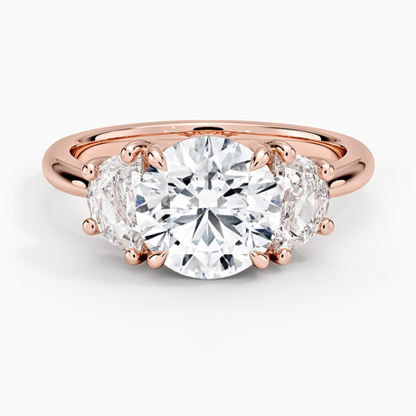 14K Rose Gold Half Moon Three Stone Diamond Ring (1/2 ct. tw.)