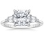 18K White Gold Bullet Shape Three Stone Diamond Ring, smalltop view