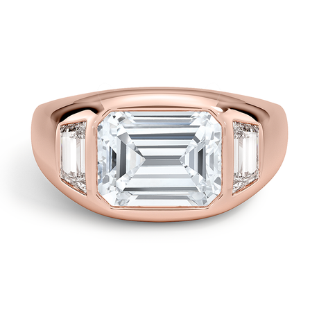 14K Rose Gold Sloane Three Stone Trapezoid Dome Diamond Ring (1/2 ct. tw.)