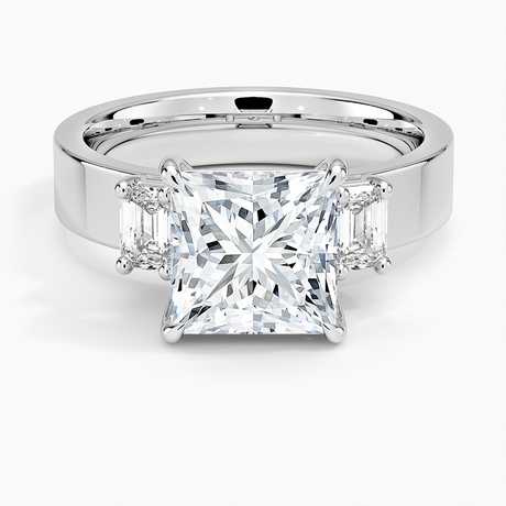 18K White Gold Peyton Emerald Cut Three Stone Diamond Ring (1/2 ct. tw.)