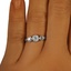 The Anwen Ring, smallzoomed in top view on a hand